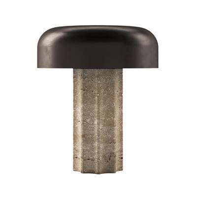 Bulbrite Cordless Table Lamp Fluted Column Travertine Chocolate Bronze by Bulbrite