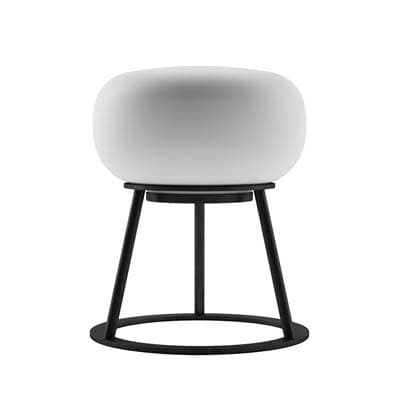 Bulbrite Cordless Table Lamp Tripod Black Oval Glass by Bulbrite