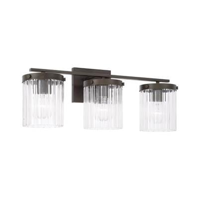 25'' W x 9'' H 3-Light Vanity in Oil Rubbed Bronze with Clear Beveled Fluted Glass by Capital Lighting