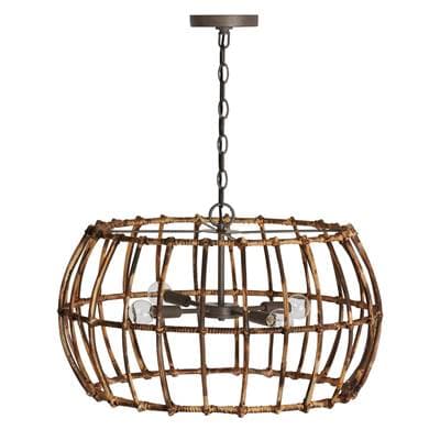 Capital Lighting 4 Light Pendant - Blazed Rattan and Nordic Grey by Capital Lighting