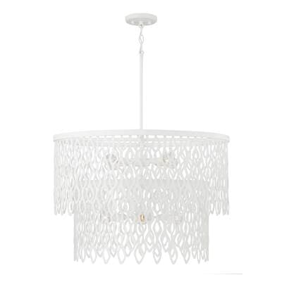 Capital Lighting 27W X 30.5H 7-Light Lasercut Two-tier Metal Pendant in Matte White Modern Motif... by Capital Lighting