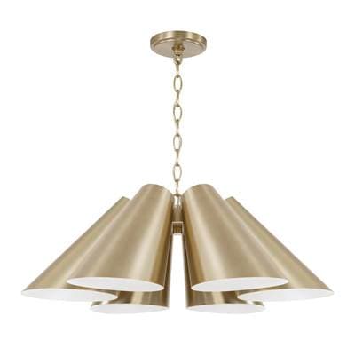 Capital Lighting 27.75'' W X 8.5'' H 6-Light Modern Pendant in Matte Brass with Painted White... by Capital Lighting