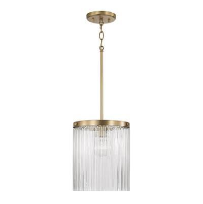 10'' W x 16'' H 1-Light Pendant in Aged Brass with Clear Beveled Fluted Glass by Capital Lighting