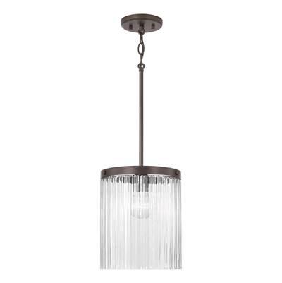 11'' W x 16'' H 1-Light Pendant in Oil Rubbed Bronze with Clear Beveled Fluted Glass by Capital Lighting