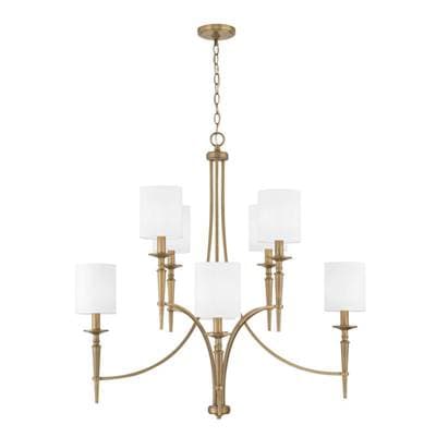 Capital Lighting Abbie 8-Light Chandelier in Aged Brass with White Fabric Stay-straight Shades -... by Capital Lighting