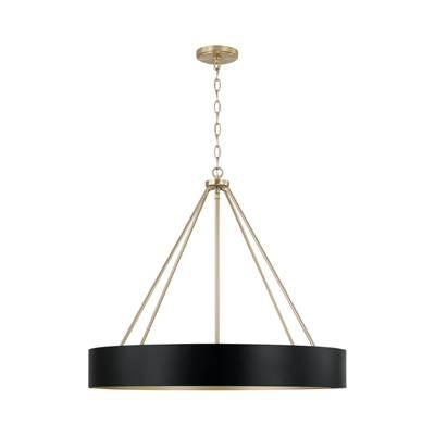 27.50''W x 24.25''H 4-Light Modern Circular Metal Chandelier in Matte Black with Painted Matte Brass Interior by Capital Lighting
