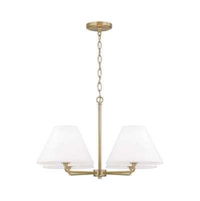Capital Lighting 27''W X 15''H 4-Light Chandelier in Matte Brass with White Fabric Shades and... by Capital Lighting