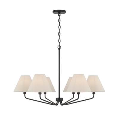 Capital Lighting 35'' W X 22.5'' H 6-Light Angular Chandelier in Espresso with Tapered Soft Tan... by Capital Lighting