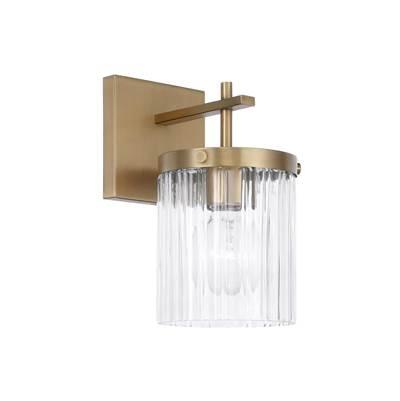 5.5'' W x 10.75'' H 1-Light Sconce in Aged Brass with Clear Beveled Fluted Glass by Capital Lighting