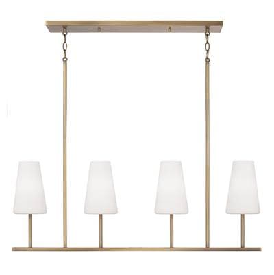 Capital Lighting 42'' W X 15'' H 4-Light Modern Linear Chandelier in Aged Brass with Tapered Soft... by Capital Lighting