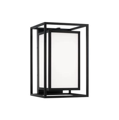 9''W x 14''H 1-Light Outdoor Modern Square Rectangle Wall Lantern in Black with Soft White Glass by Capital Lighting