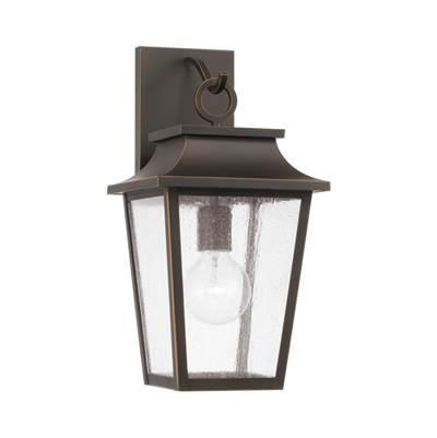 8''W x 16''H 1-Light Outdoor Tapered Wall Lantern in Oiled Bronze with Ripple Glass by Capital Lighting