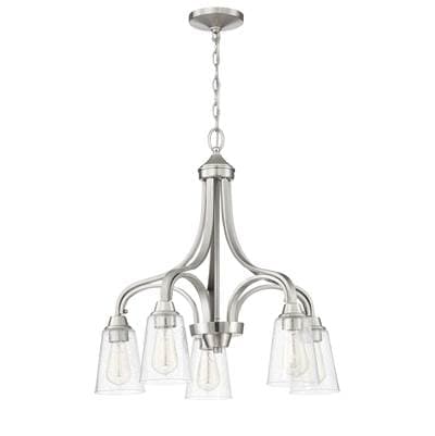 Craftmade Grace 5 Light Down Chandelier in Brushed Polished Nickel (clear Seeded Glass) - Brushed... by Craftmade