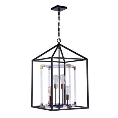 Craftmade Aaron 4 Light Pendant in Flat Black/satin Brass - Flat Black Satin Brass by Craftmade