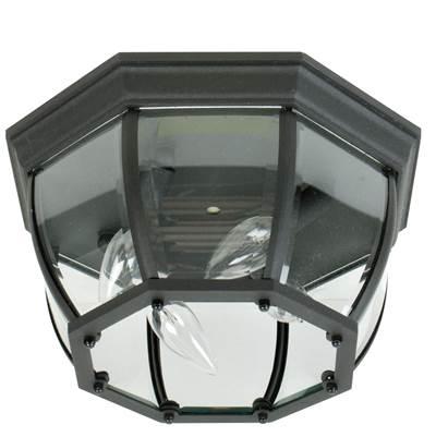 Bent Glass 4 Light Outdoor Flushmount in Textured Black