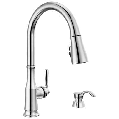Delta Faucet CaperteeE Single Handle Pull-Down Kitchen Faucet with Soap Dispenser and ShieldSpray Technology - Chrome