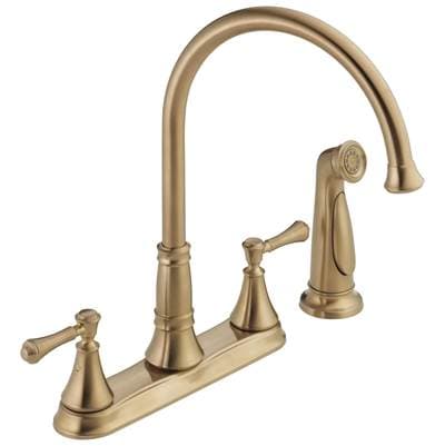 Delta Faucet CassidyE Two Handle Kitchen Faucet with Spray - Champagne Bronze