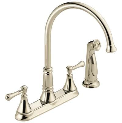 Delta Faucet CassidyE Two Handle Kitchen Faucet with Spray - Polished Nickel