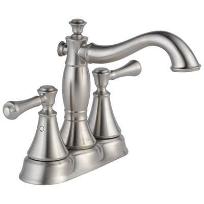 Delta Faucet CassidyE Two Handle Centerset Bathroom Faucet - Metal Pop-Up - Stainless
