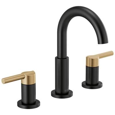 Delta Faucet NicoliE Two Handle Widespread Bathroom Faucet - Matte Black Champagne Bronze