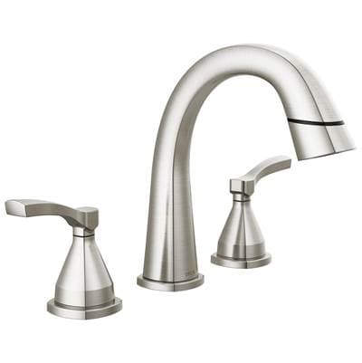 Delta Faucet Stryke Two Handle Widespread Pull Down Bathroom Faucet - Lumicoat Stainless