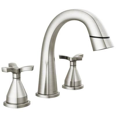 Delta Faucet Stryke Two Handle Widespread Pull Down Bathroom Faucet - Lumicoat Stainless