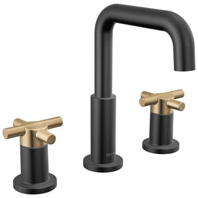 Delta Faucet NicoliE Two Handle Widespread Bathroom Faucet - Matte Black Champagne Bronze