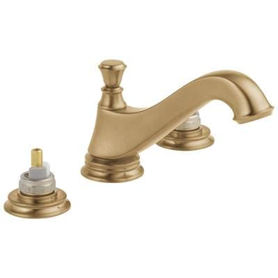 Delta Faucet CassidyE Two Handle Widespread Bathroom Faucet - Low Arc Spout - Less Handles - Champagne Bronze