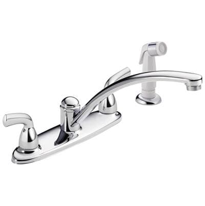 Delta Faucet Foundations Two Handle Kitchen Faucet with Spray - Chrome