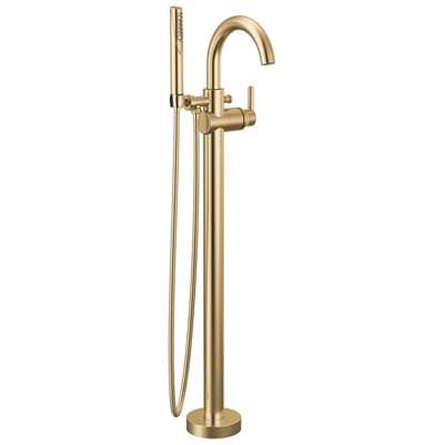 Delta Faucet Trinsic Single Handle Floor Mount Tub Filler Trim with Hand Shower - Champagne Bronze