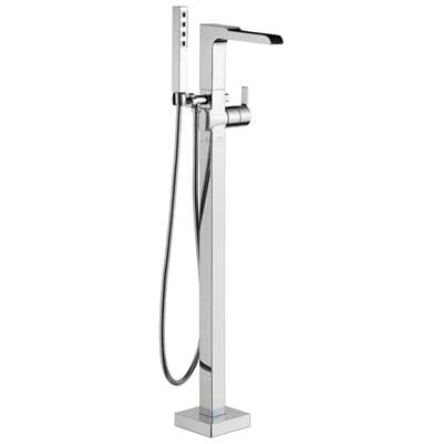 Delta Faucet Ara Single Handle Floor Mount Channel Spout Tub Filler Trim with Hand Shower - Chrome