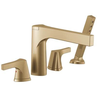Delta Faucet Zura 4-hole Roman Tub with Handshower Trim - Champagne Bronze