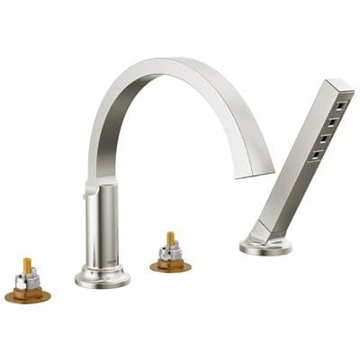 Delta Faucet TetraE Roman Tub Trim with Hand Shower - Lumicoat Stainless