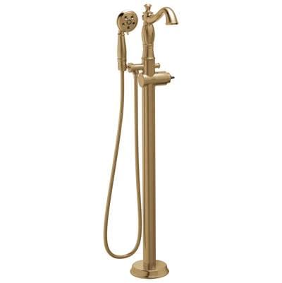 Delta Faucet CassidyE Single Handle Floor Mount Tub Filler Trim with Hand Shower - Less Handle - Champagne Bronze