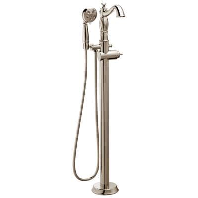 Delta Faucet CassidyE Single Handle Floor Mount Tub Filler Trim with Hand Shower - Less Handle - Polished Nickel