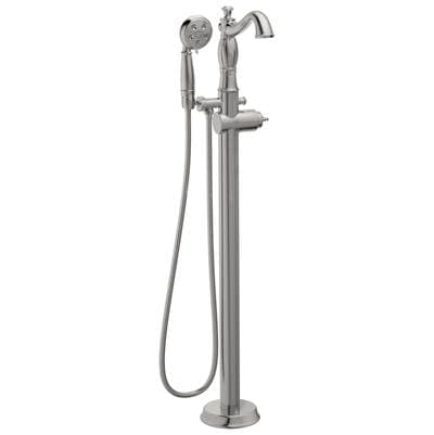 Delta Faucet CassidyE Single Handle Floor Mount Tub Filler Trim with Hand Shower - Less Handle - Stainless