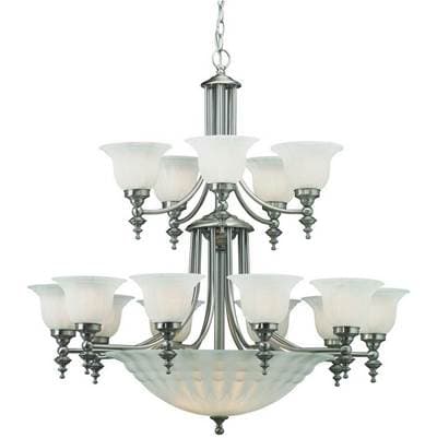 Dolan Design Richland 15+5Lt 2Tier Bowl Chandelier - Satin Nickel by Dolan Design