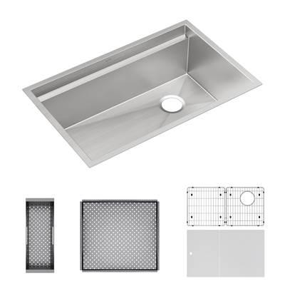 Elkay Circuit Chef Workstation Stainless Steel 32-1/2'' x 20-1/2'' x 10'' Single Bowl Undermount Sink Kit with White Polymer Boards by Elkay Reserve Selection