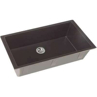Elkay Quartz Luxe 35-7/8'' x 19'' x 9'' Single Bowl Undermount Kitchen Sink with Perfect Drain Caviar by Elkay Reserve Selection