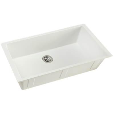 Elkay Quartz Luxe 35-7/8'' x 19'' x 9'' Single Bowl Undermount Kitchen Sink with Perfect Drain Ricotta by Elkay Reserve Selection
