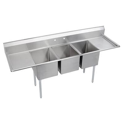 Elkay Dependabilt Stainless Steel 88'' X 25-13/16'' X 43-3/4'' 16 Ga. Three Comp Sink W/18'' LR... by Elkay