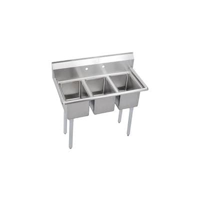 Elkay 3 Compartment Sink, 39X20 OA, 10X14 Bowl, 10 Deep, No Dbs, SS Legs, 16 GA 300 Series SS,... by Elkay