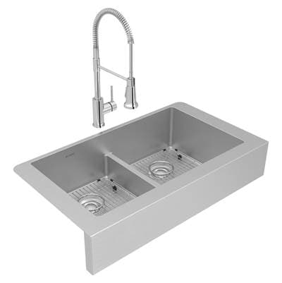 Elkay Crosstown 18 Gauge Stainless Steel 35-7/8'' X 20-1/4'' X 9'' Equal Double Bowl Farmhouse... by Elkay