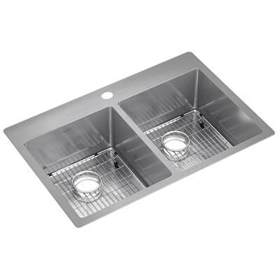 18 Gauge Stainless Steel 33'' x 22'' x 9'' Double Bowl Dual Mount Kitchen Sink Kit by Elkay