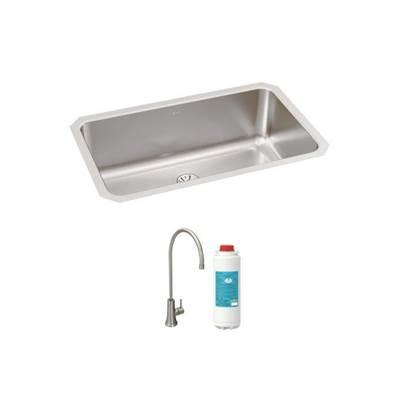 Crosstown 18 Gauge Stainless Steel 33'' x 22'' x 9'', 1-Hole Single Bowl Dual Mount Sink Kit with Filtered Glass Filler