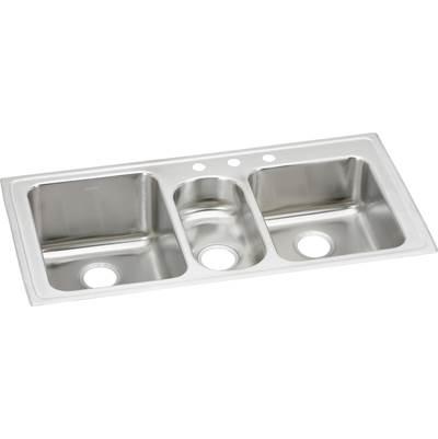 18 Gauge Stainless Steel 43'' x 22'' x 10'' Triple Bowl Drop-in Kitchen Sink by Elkay