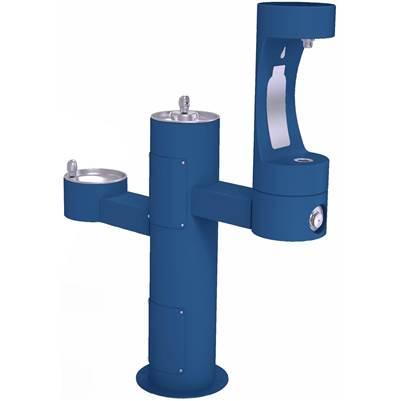 Outdoor ezH2O Middle Bottle Filling Station Tri-Level Pedestal, Non-Filtered Non-Refrigerated FR Blue by Elkay