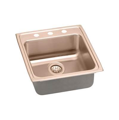 18 Gauge CuVerro antimicrobial copper 19.5'' x 22'' x 6.5'' Single Bowl Drop-in Sink by Elkay