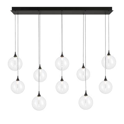 Eurofase Iissa, Chandelier, 10-Light, 47'', Matte Black, Clear Glass by Eurofase