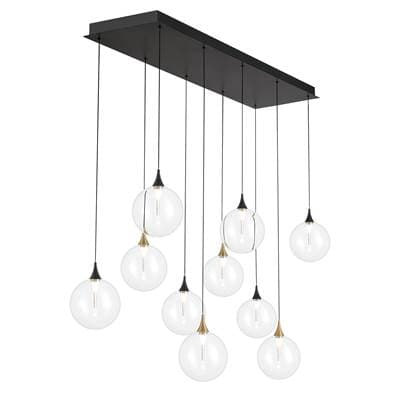 Eurofase Iissa, Chandelier, 10-Light, 47'', Gold-black Mix, Clear Glass - Gold Black Mix by Eurofase